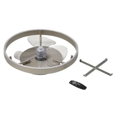 Lindby LED-loftventilator Momitu, sølv, lydsvag, Ø 50 cm