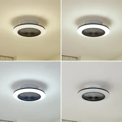 Lindby LED-loftventilator Mamuti, sort, støjsvag, Ø 55 cm
