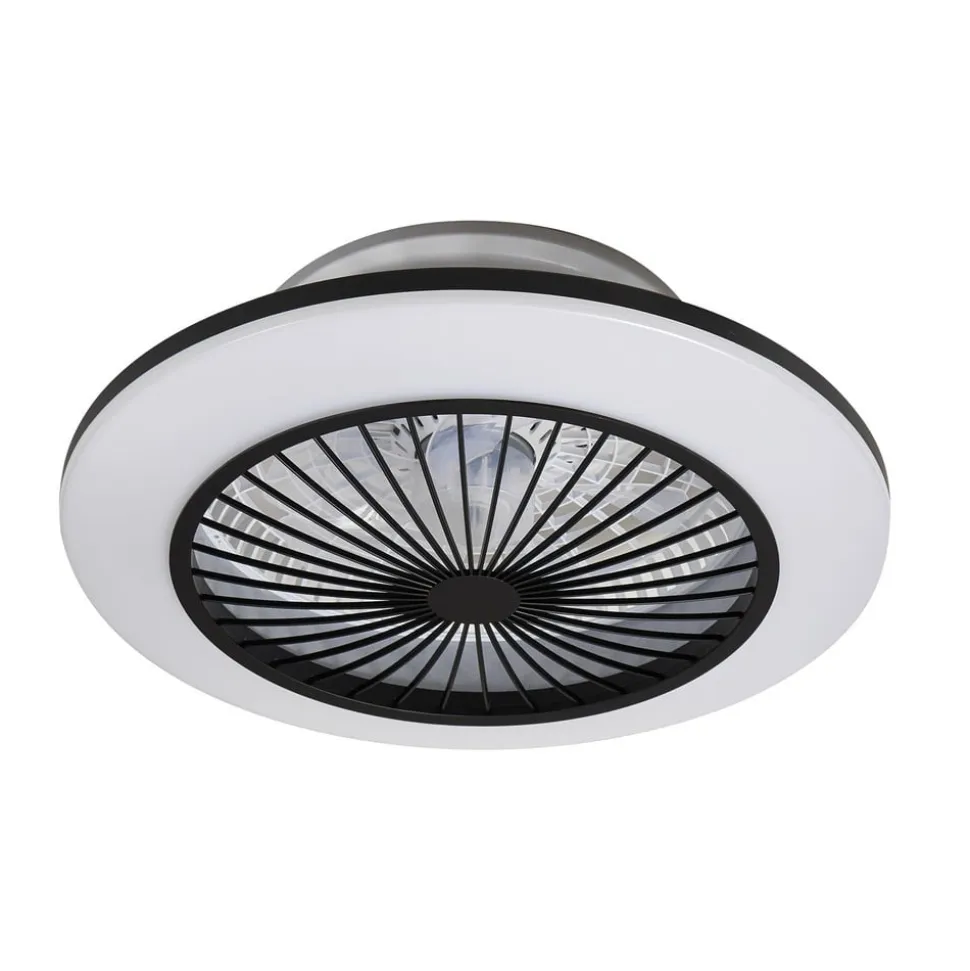 Lindby LED-loftventilator Mamuti, sort, støjsvag, Ø 55 cm