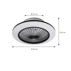 Lindby LED-loftventilator Mamuti, sort, støjsvag, Ø 55 cm