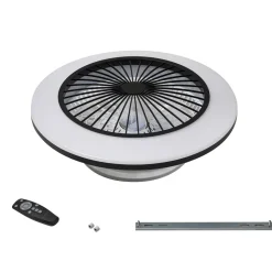 Lindby LED-loftventilator Mamuti, sort, støjsvag, Ø 55 cm