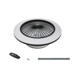 Lindby LED-loftventilator Mamuti, sort, støjsvag, Ø 55 cm