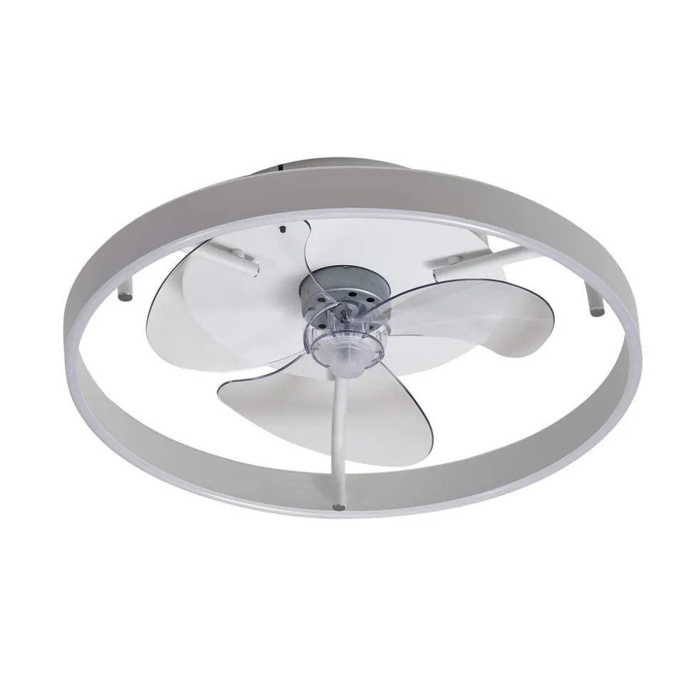 Lindby LED-loftventilator Momitu, hvid, aluminium, Ø 50 cm