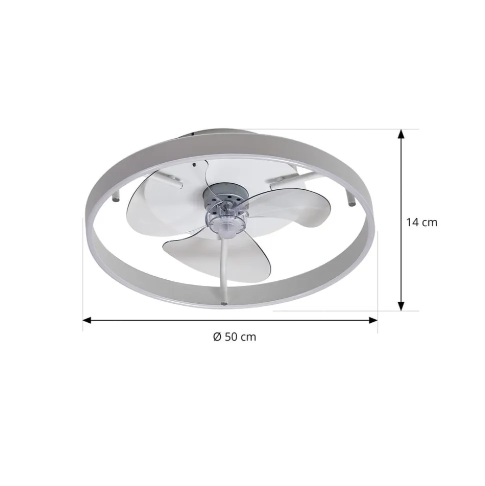 Lindby LED-loftventilator Momitu, hvid, aluminium, Ø 50 cm