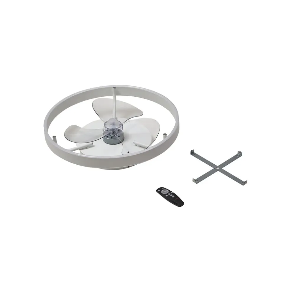 Lindby LED-loftventilator Momitu, hvid, aluminium, Ø 50 cm