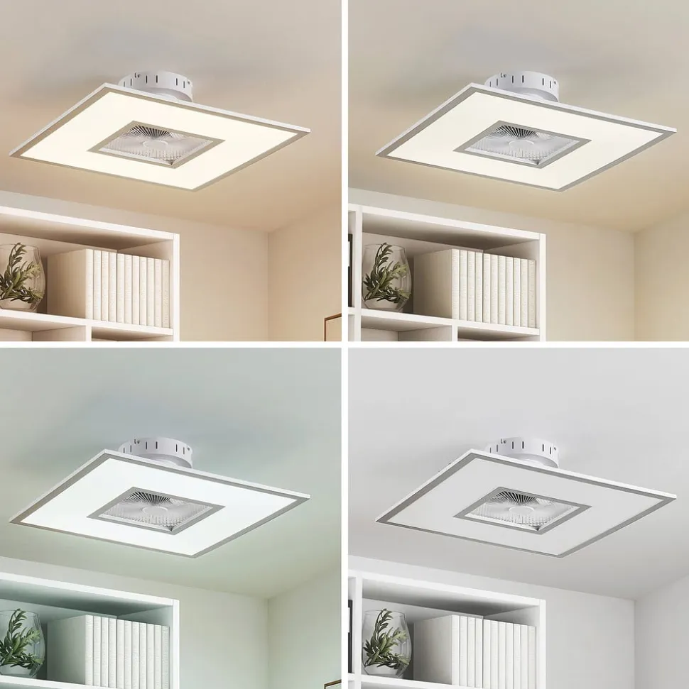 Lindby LED-loftventilator Romea, kantet, DC, støjsvag, 60 cm