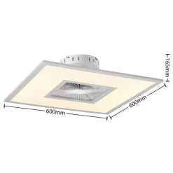 Lindby LED-loftventilator Romea, kantet, DC, støjsvag, 60 cm