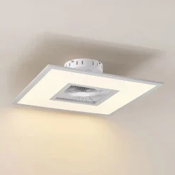 Lindby LED-loftventilator Romea, kantet, DC, støjsvag, 60 cm