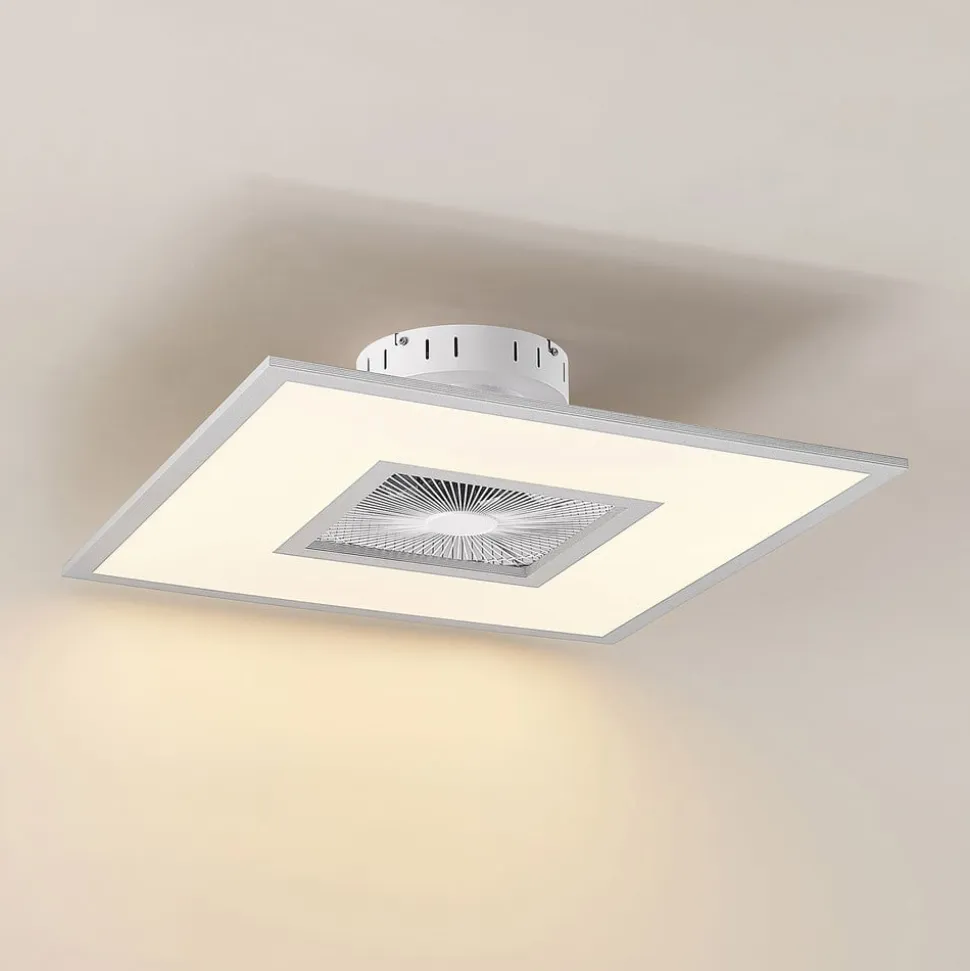 Lindby LED-loftventilator Romea, kantet, DC, støjsvag, 60 cm