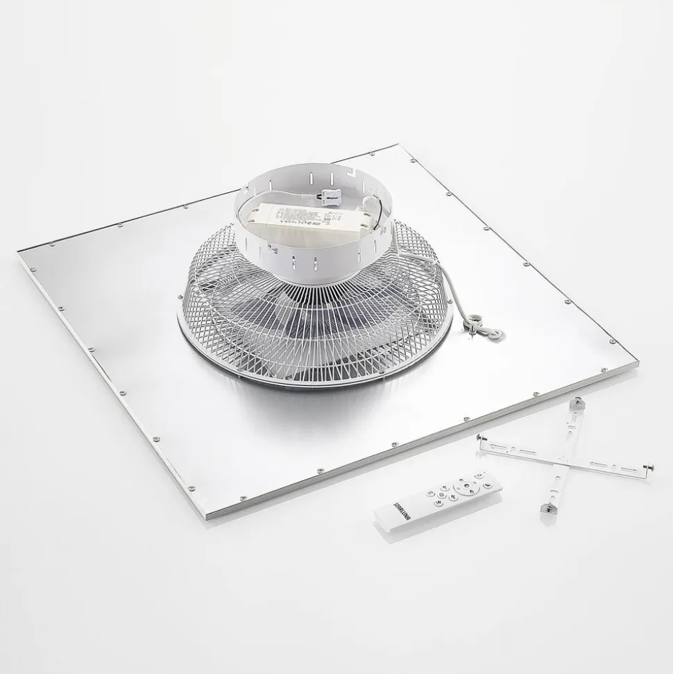 Lindby LED-loftventilator Romea, kantet, DC, støjsvag, 60 cm