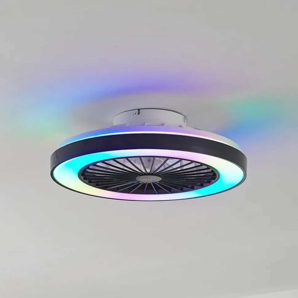 Lindby LED-loftventilator Teleo, Ø48 cm, sort, DC, Tuya