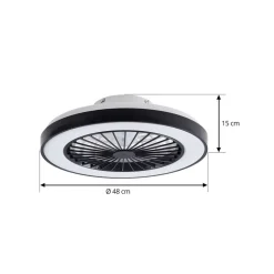 Lindby LED-loftventilator Teleo, Ø48 cm, sort, DC, Tuya