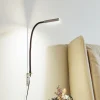 Lindby LED-læselampe Flexola, nikkel, kantet, metal, stik
