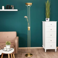 Lindby LED-læselampe Josefin, messing, læselampe, dæmpbar