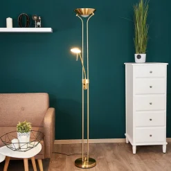 Lindby LED-læselampe Josefin, messing, læselampe, dæmpbar