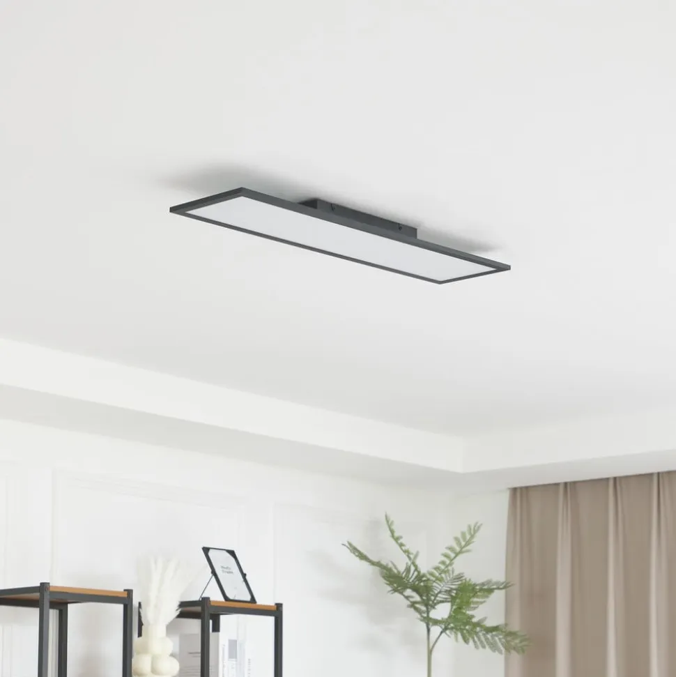 Lindby LED-panel Enhife, sort, 80 x 20 cm, metal, 4.000K