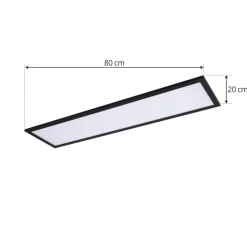 Lindby LED-panel Enhife, sort, 80 x 20 cm, metal, 4.000K