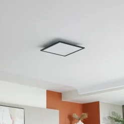 Lindby LED-panel Enhife, sort, 40 x 40 cm, metal, 4.000K