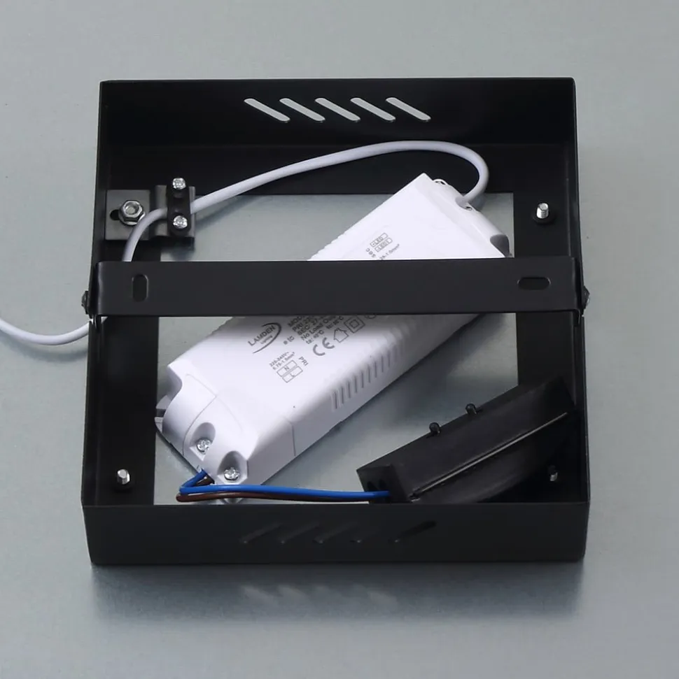 Lindby LED-panel Enhife, sort, 40 x 40 cm, metal, 4.000K