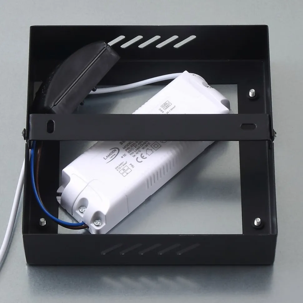 Lindby LED-panel Enhife, sort, 30 x 30 cm, metal, 4.000K