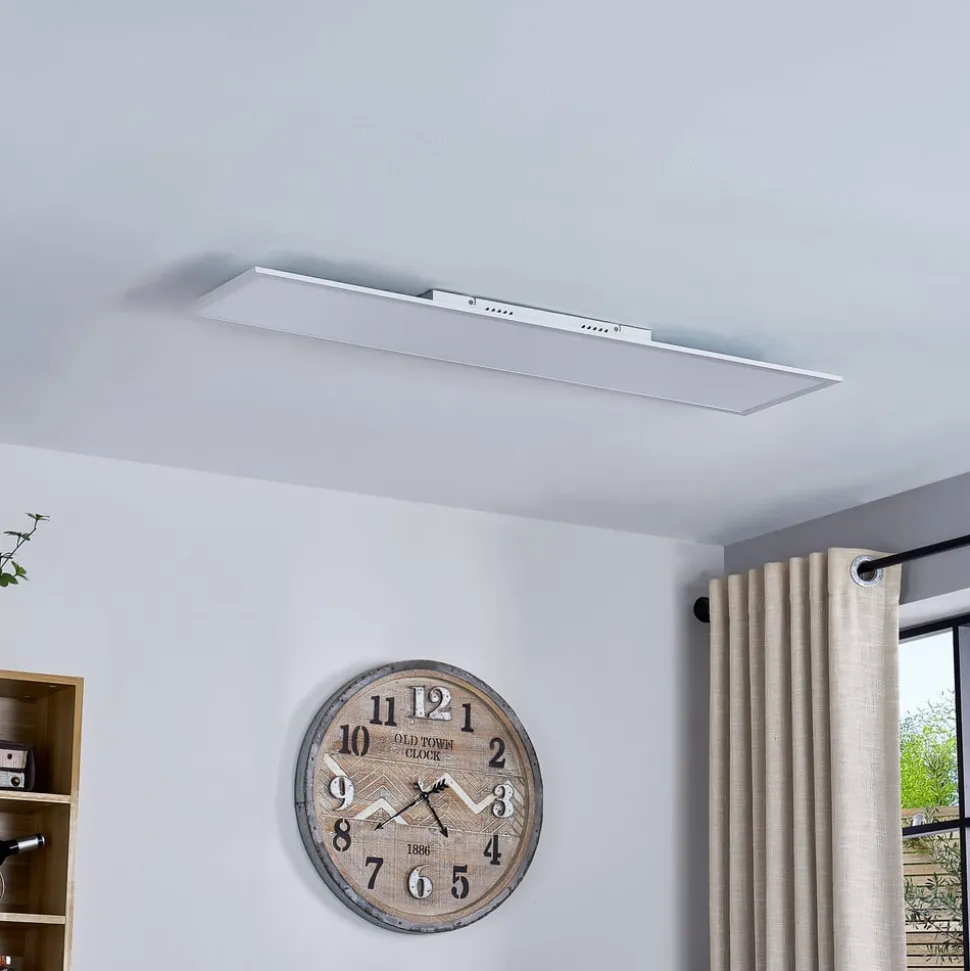 Lindby LED-panel Lamin, hvid, 120 cm, CCT, dæmpbar, fjernbetjening