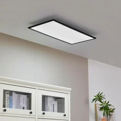 Lindby LED-panel Lamin, sort, 80 cm, CCT, dæmpbar, fjernbetjening
