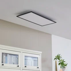 Lindby LED-panel Lamin, sort, 80 cm, CCT, dæmpbar, fjernbetjening