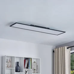 Lindby LED-panel Lamin, sort, 120 cm, CCT, dæmpbar, fjernbetjening