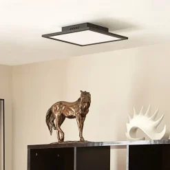 Lindby LED-panel Lamin, sort, 30 cm, CCT, dæmpbar, fjernbetjening