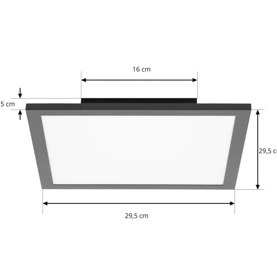 Lindby LED-panel Lamin, sort, 30 cm, CCT, dæmpbar, fjernbetjening