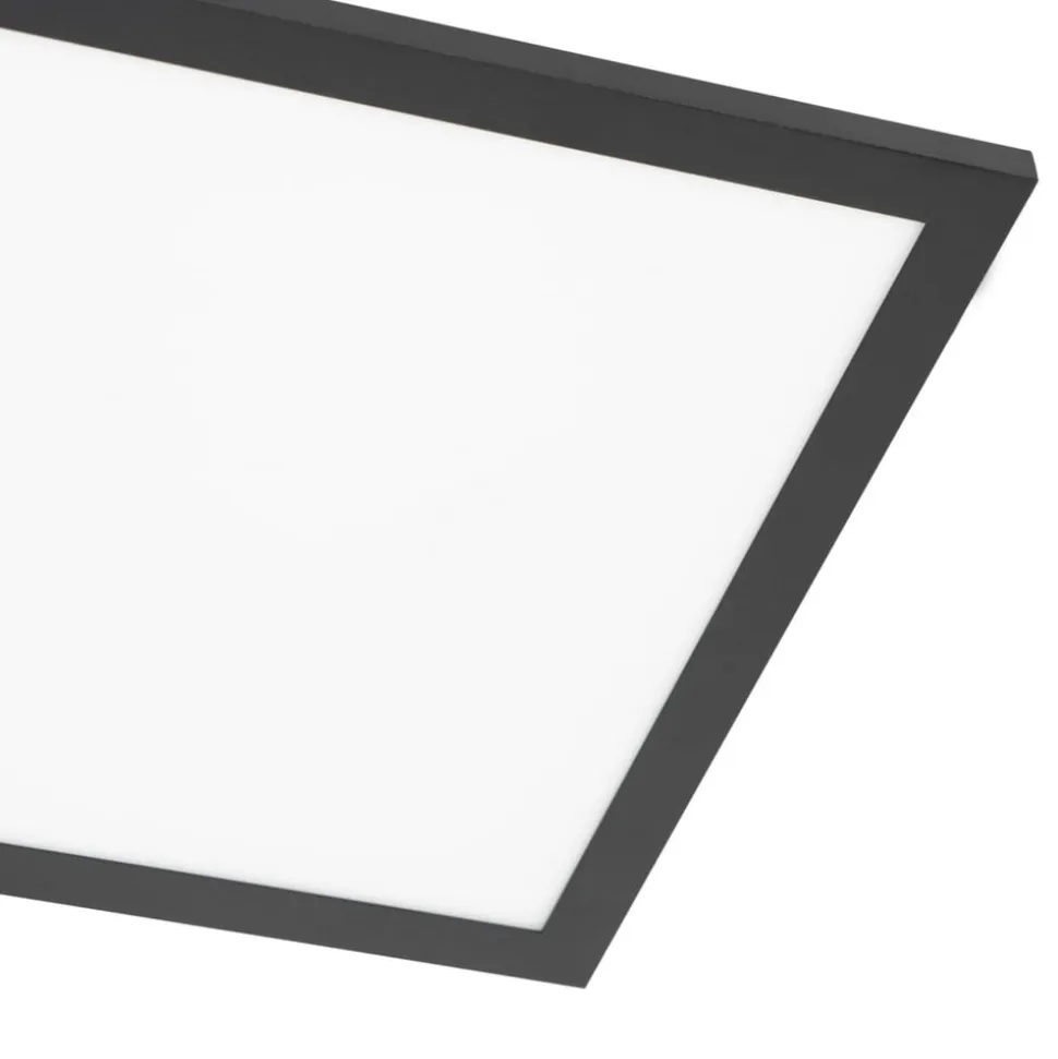 Lindby LED-panel Lamin, sort, 30 cm, CCT, dæmpbar, fjernbetjening