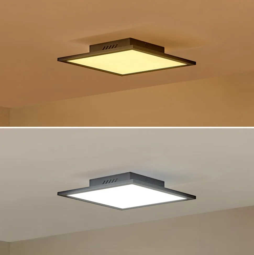 Lindby LED-panel Lamin, sort, 30 cm, CCT, dæmpbar, fjernbetjening