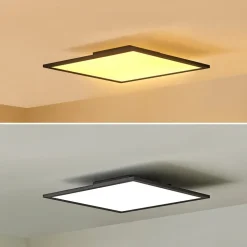 Lindby LED-panel Lamin, sort, 40 cm, CCT, dæmpbar, fjernbetjening