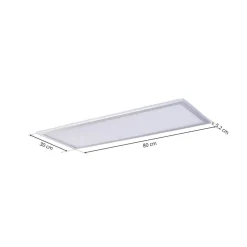 Lindby LED-panel Livel, 4000K, 80 cm x 30 cm, sølv, metal
