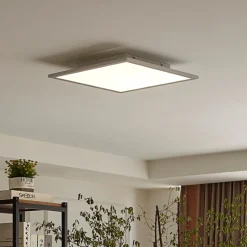 Lindby LED-panel Livel, 4000K, 40 cm x 40 cm, sølv, metal