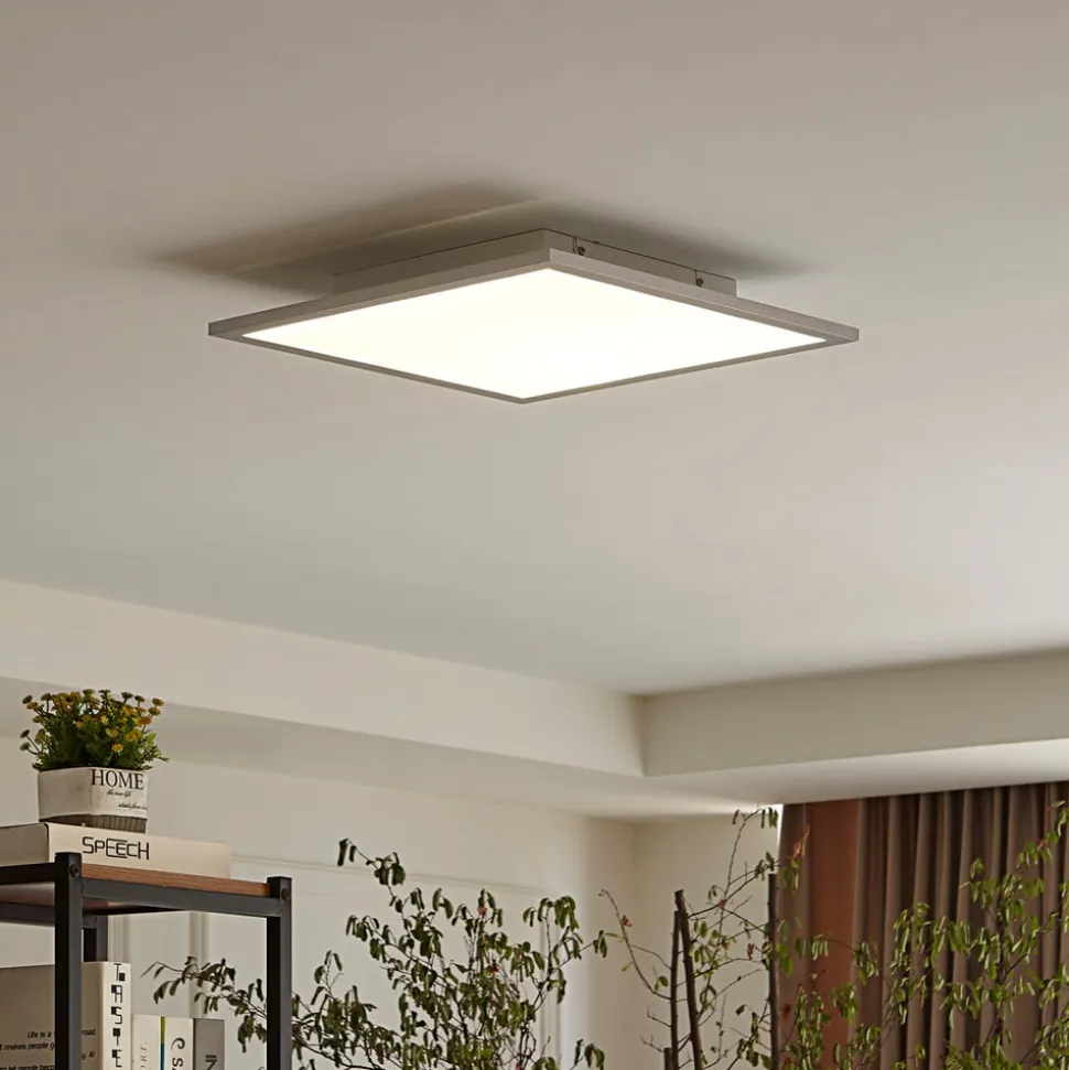 Lindby LED-panel Livel, 4000K, 40 cm x 40 cm, sølv, metal