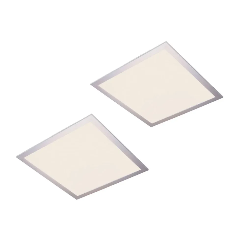 Lindby LED-panel Livel, sæt med 2, 4.000 K, 40 x 40 cm, sølv