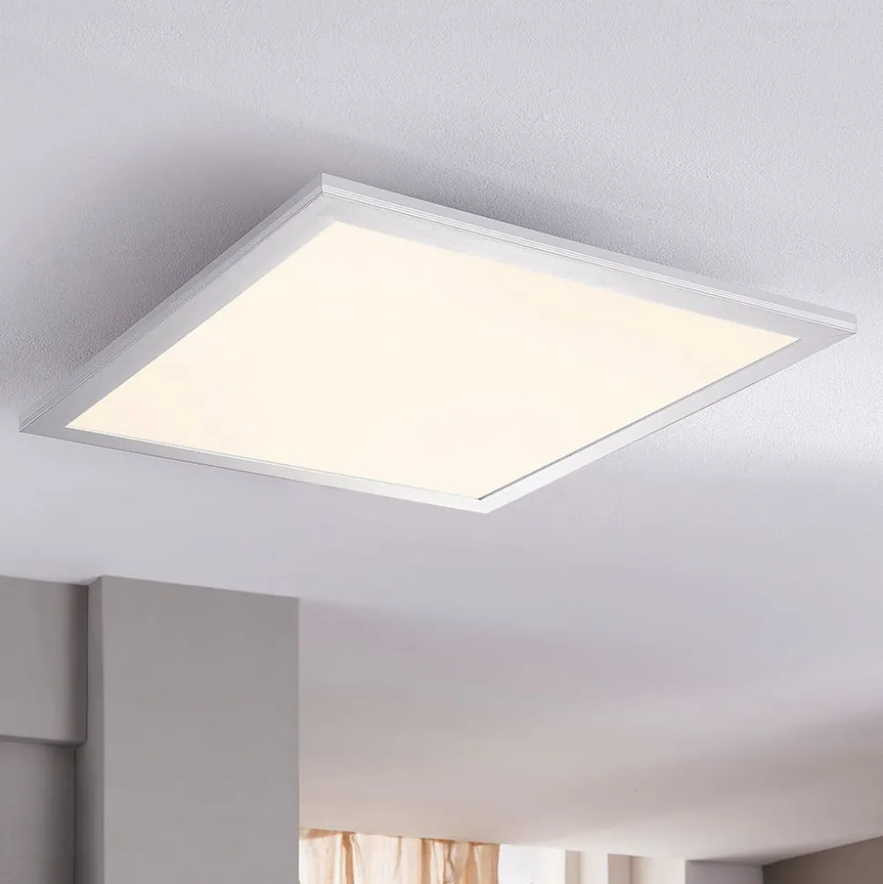 Lindby LED-panel Livel, sæt med 2, 4.000 K, 40 x 40 cm, sølv