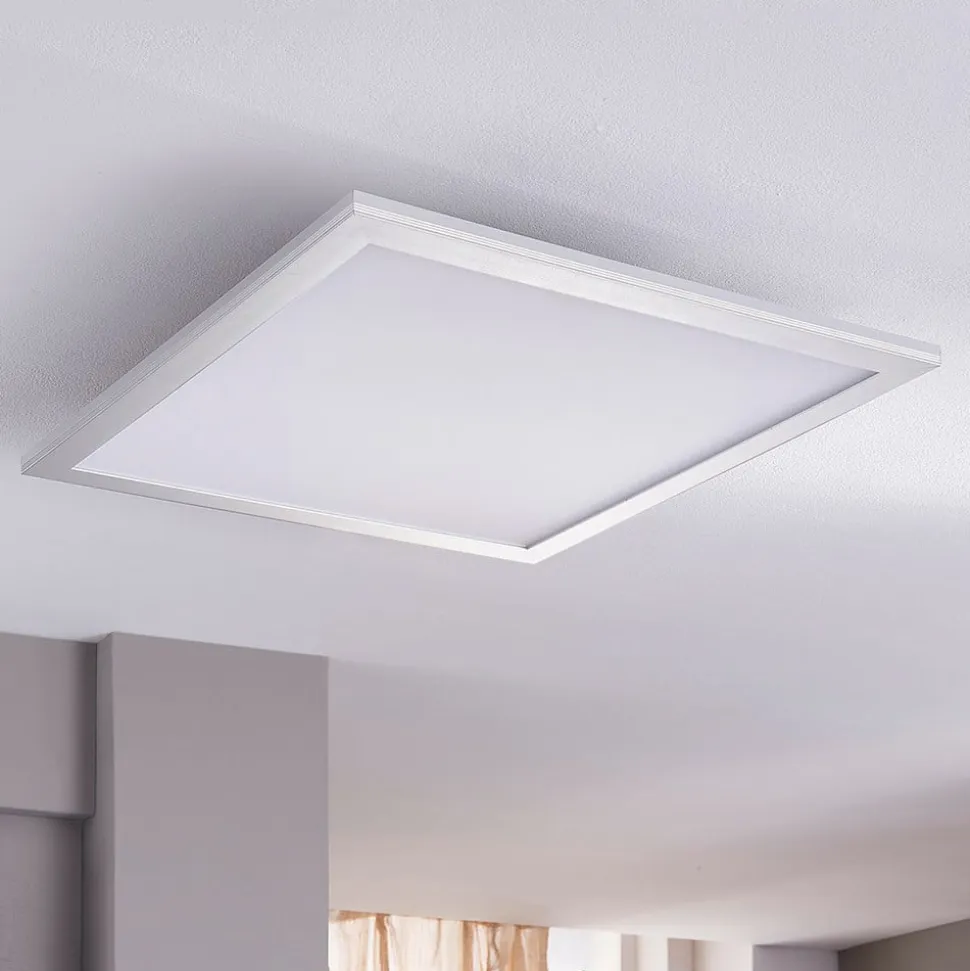 Lindby LED-panel Livel, sæt med 2, 4.000 K, 40 x 40 cm, sølv
