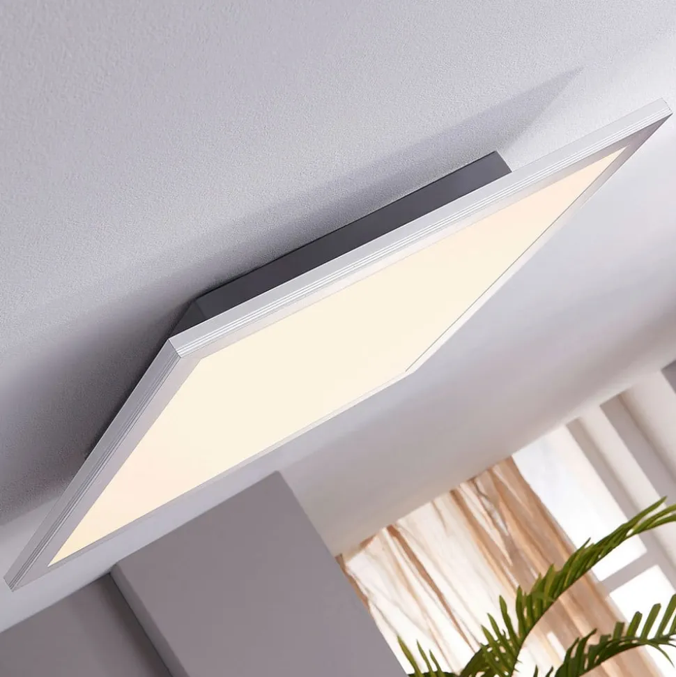 Lindby LED-panel Livel, sæt med 2, 4.000 K, 40 x 40 cm, sølv