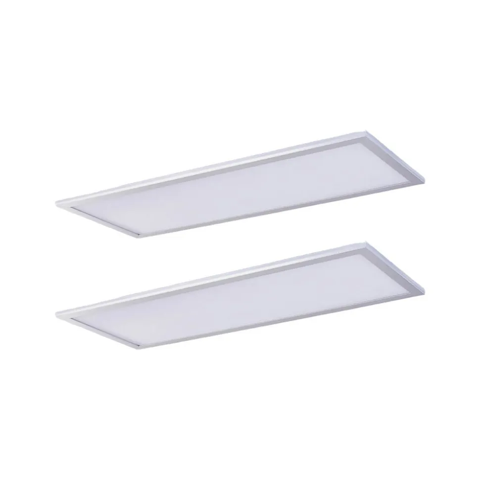 Lindby LED-panel Livel, sæt med 2, 4.000 K, 80 x 30 cm, sølv