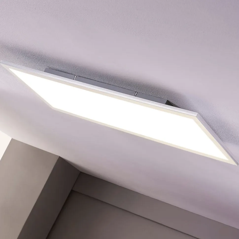 Lindby LED-panel Livel, sæt med 2, 4.000 K, 80 x 30 cm, sølv