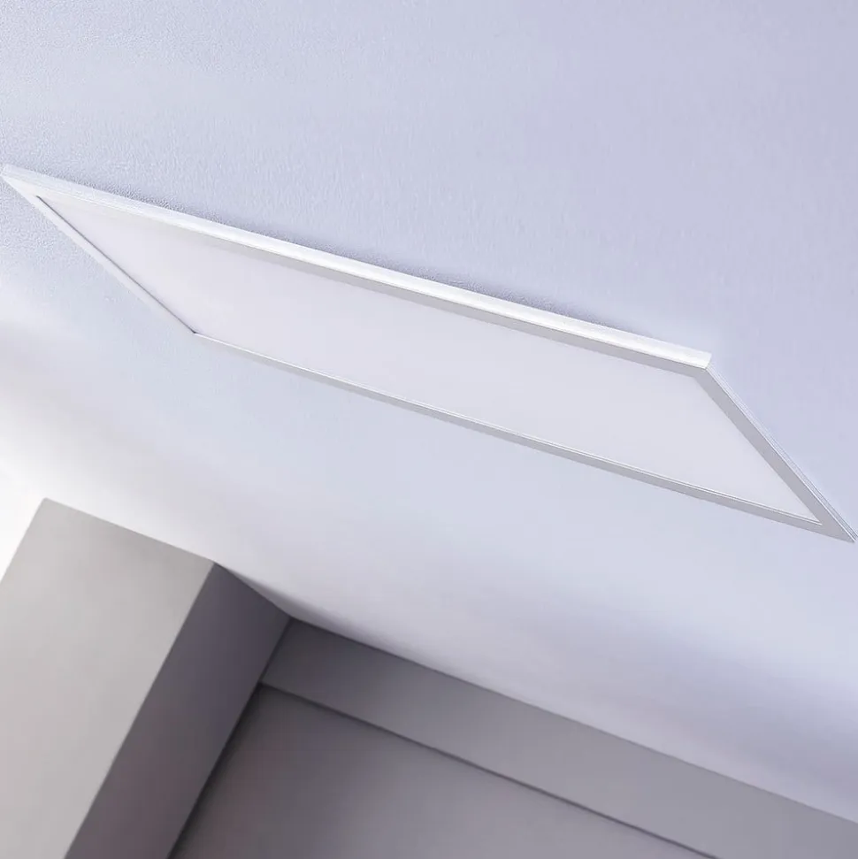 Lindby LED-panel Livel, sæt med 2, 4.000 K, 80 x 30 cm, sølv