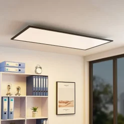 Lindby LED-panel Nelios, 120 x 60 cm, 4000K, sort, metal