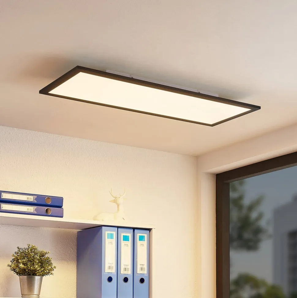 Lindby LED-panel Nelios, 80 x 30 cm, 4.000K, sort, metal