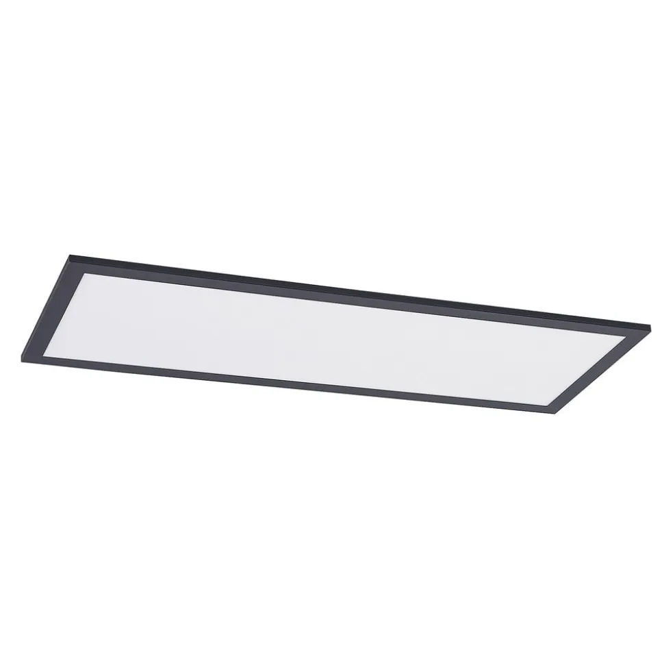 Lindby LED-panel Nelios, 80 x 30 cm, 4.000K, sort, metal