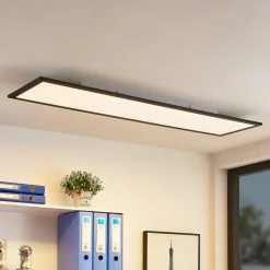 Lindby LED-panel Nelios, 120 x 30 cm, 4000K, sort, metal