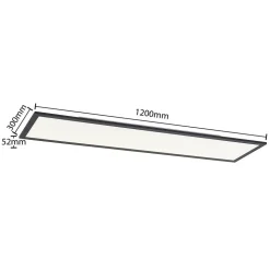 Lindby LED-panel Nelios, 120 x 30 cm, 4000K, sort, metal