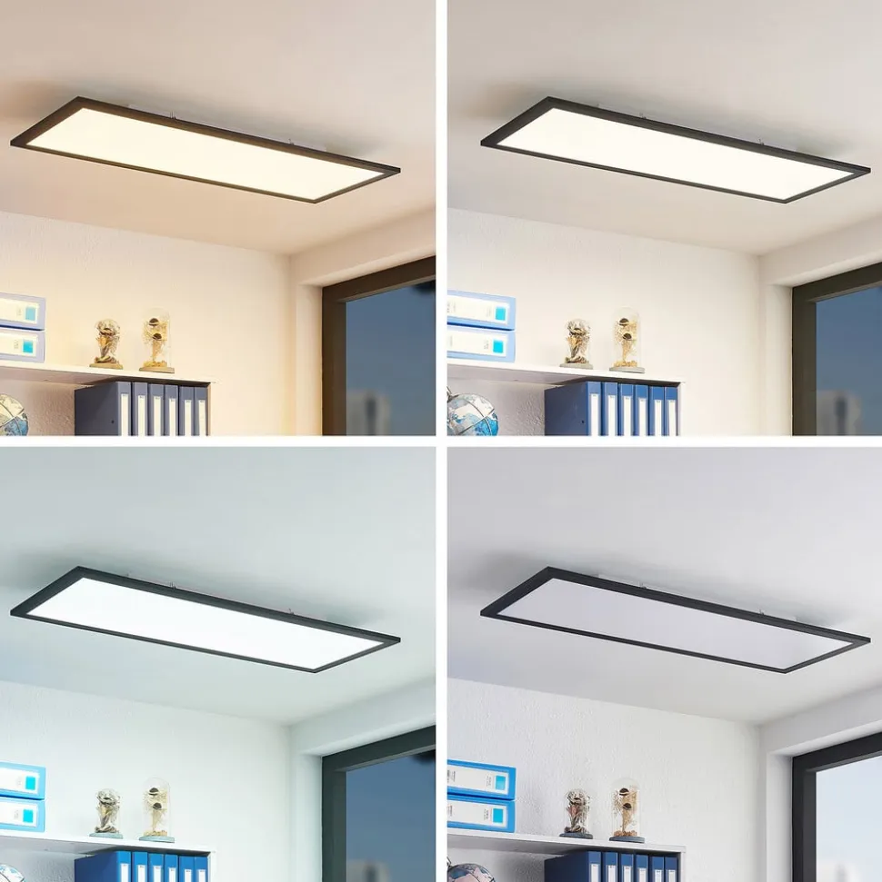 Lindby LED-panel Nelios, 80 x 30 cm, CCT, sort, metal