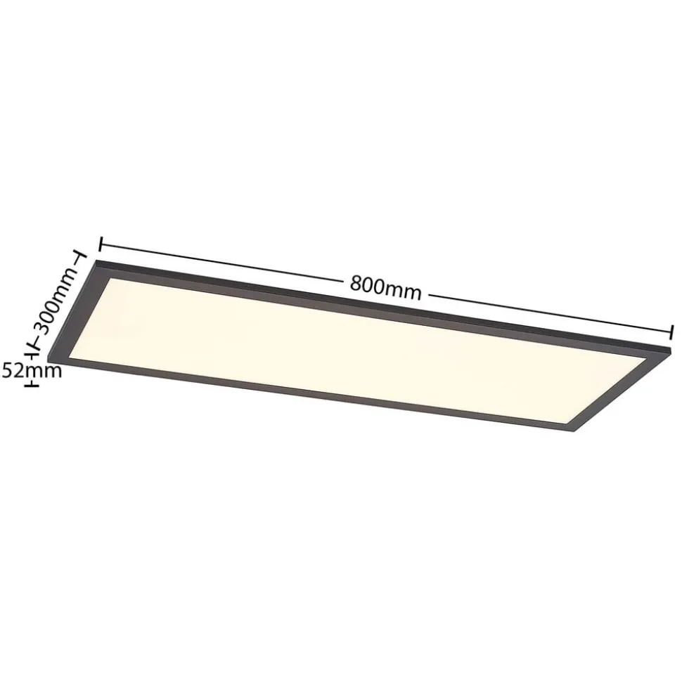 Lindby LED-panel Nelios, 80 x 30 cm, CCT, sort, metal
